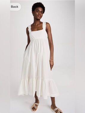 Free People White Ruffled Strap Midi Dress